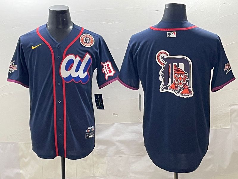 Men 2025 Detroit Tigers Blank Drak Blue All star Blank Blue Nike MLB Jersey style 4->detroit tigers->MLB Jersey